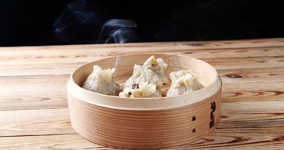 高清早点早餐热气腾腾的烧麦