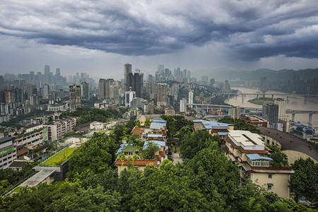 城市中午重庆城市风光航拍山顶无人机摄影图配图