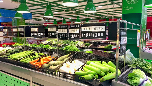 高清实拍超市蔬菜瓜果区