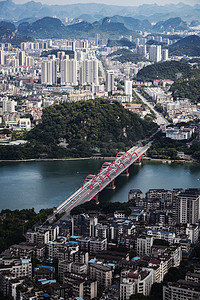 城市旅游插画海报摄影照片_城市中午柳州城市风光摄影观景台在拍摄摄影图配图