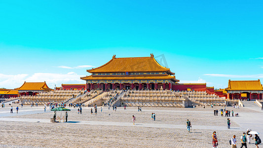 大气北京紫禁城故宫金銮殿太和殿人群人流