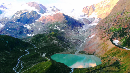 壮丽山川湖泊美景航拍雪山