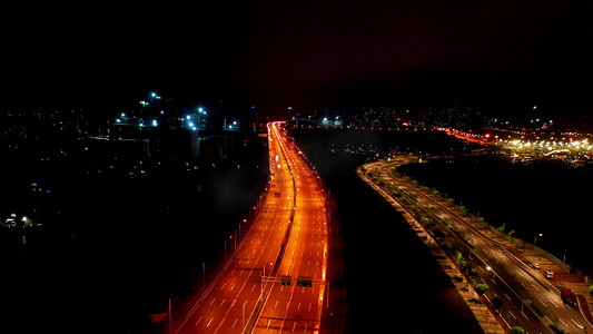 马路交通夜景航拍素材
