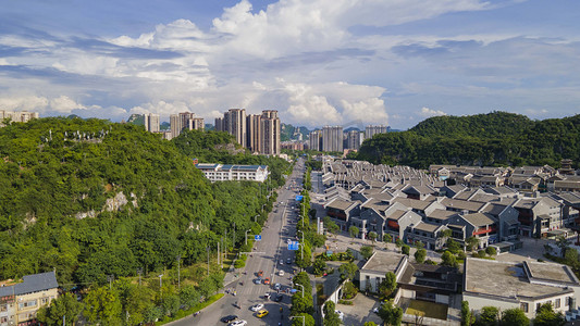 城市中午广西窑埠古镇航拍风光景区无人机摄影图配图