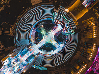 城市夜晚柳州谷埠街国际商城夜景航拍购物中心无人机摄影图配图