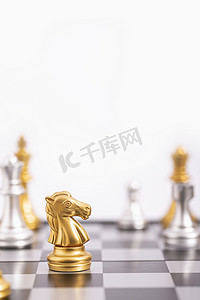 国际象棋商务金融创意棋盘摄影图配图