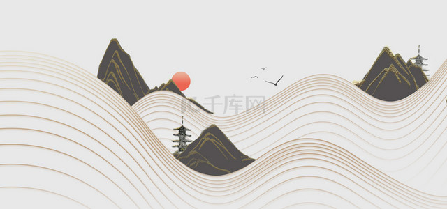 水墨抽象山水背景图片_水墨中式中国风背景合成