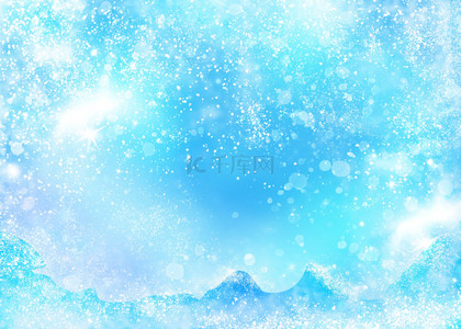 蓝色圣诞唯美冬季雪花背景