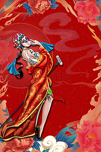 春节红色创意背景图片_国潮新年创意新年