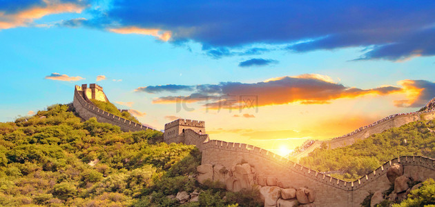 立夏荷塘国风节背景图片_长城建筑城墙