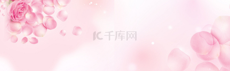 猫粉色背景图片_唯美电商花瓣粉色简约banner