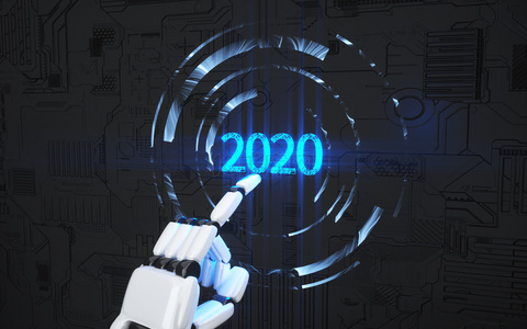 科技新年快乐背景图片_科技机械2020