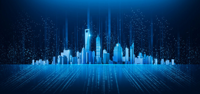 蓝色智慧城市背景图片_蓝色科技城市光效背景