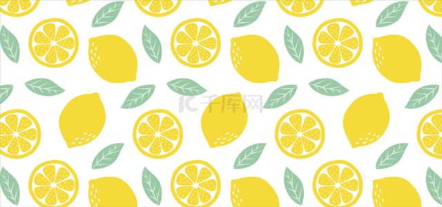 卡通黄色柠檬树叶无缝背景