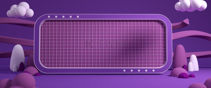 紫色首页背景图片_C4D电商促销首页背景