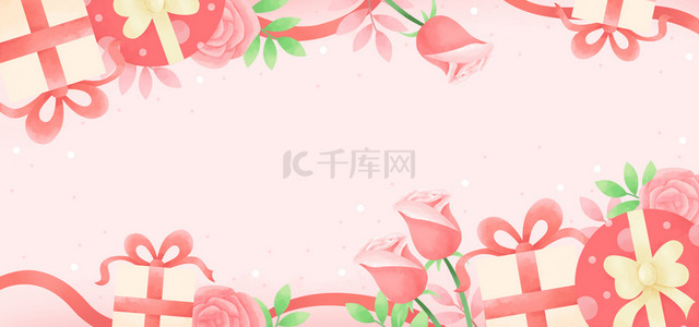 玫瑰礼盒背景图片_浪漫礼盒玫瑰粉黄绿色情人节背景