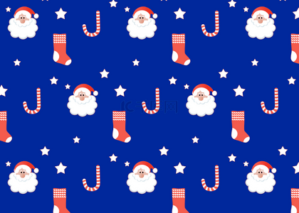 圣诞可爱元素背景图片_可爱蓝色的圣诞老人和圣诞袜圣诞背景