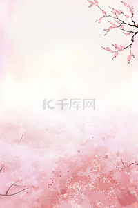 三月背景背景图片_小清新春天桃花开背景