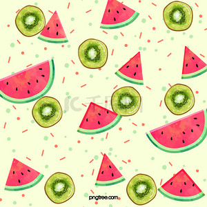 绿色食品手绘背景图片_水彩画夏季水果装饰