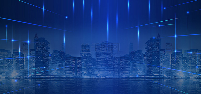 蓝色时代背景图片_商务蓝色科技创意合成城市