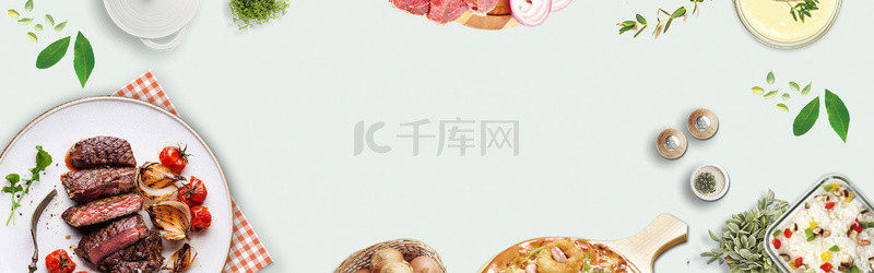 绿色清新食物背景图片_美食食品叶子绿色清新banner