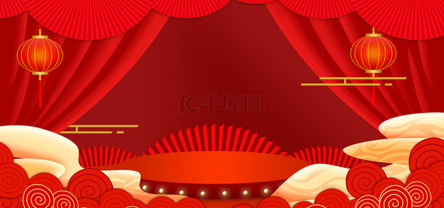 喜庆新年海报背景素材背景图片_新年年货节喜庆红色海报背景
