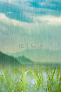 海报雨伞背景图片_草地雨水文艺背景