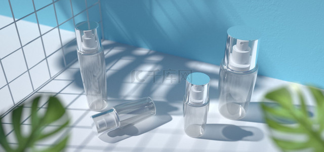 C4D透明玻璃瓶子背景