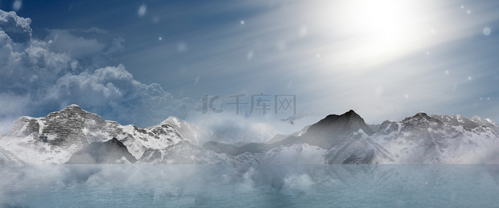 雪景山脉背景图片_雪山山脉云层大气背景