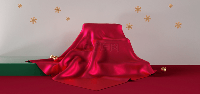 红色丝绸圣诞节展台背景