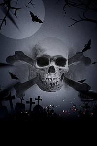 Halloween背景图片_创意骷髅头万圣节海报