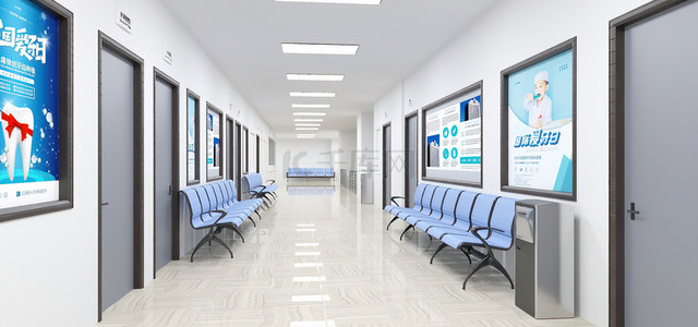 医院导识系统背景图片_c4d医院走廊过道