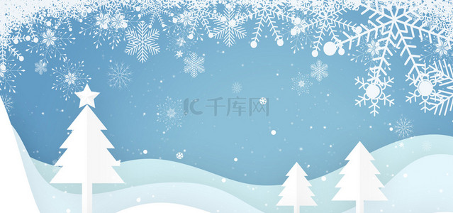 冬天圣诞背景唯美背景图片_蓝色唯美雪花背景素材