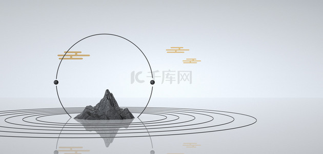 c4d背景灰色背景图片_C4D简约中国风古风山水线条背景