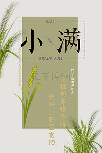 简约中国风大气小满24节气麦穗背景海报