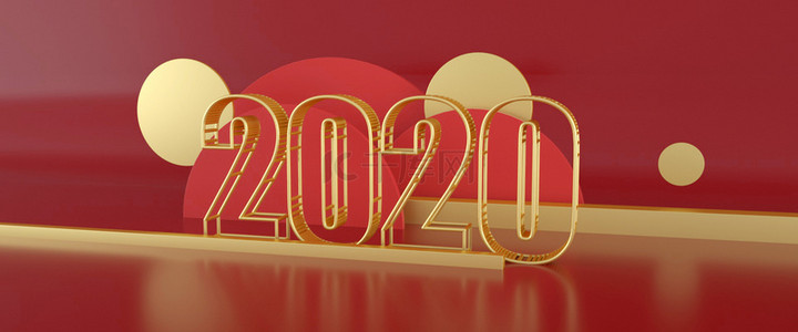 海报新年淘宝背景图片_C4D风 新年元素 2020 鼠年海报