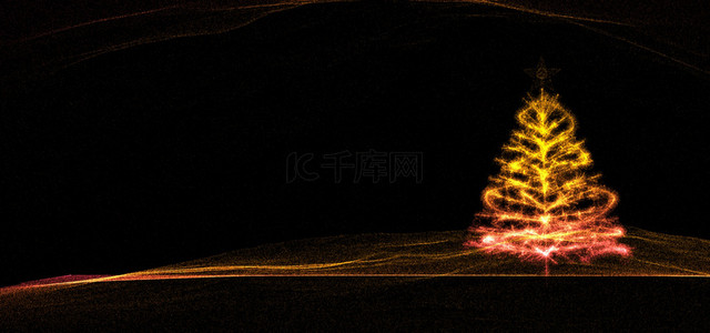 金色3d背景背景图片_金色粒子圣诞树背景