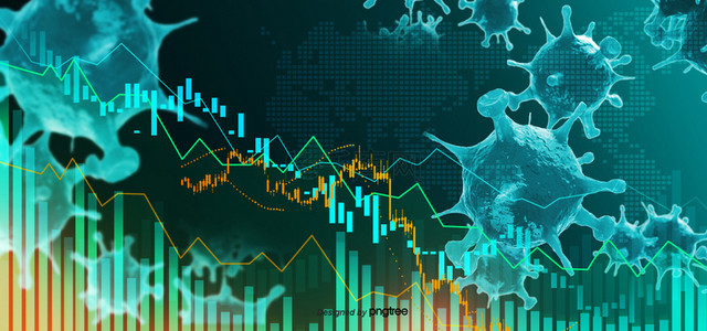 科技感竖图背景图片_新型冠状病毒导致的股市下跌