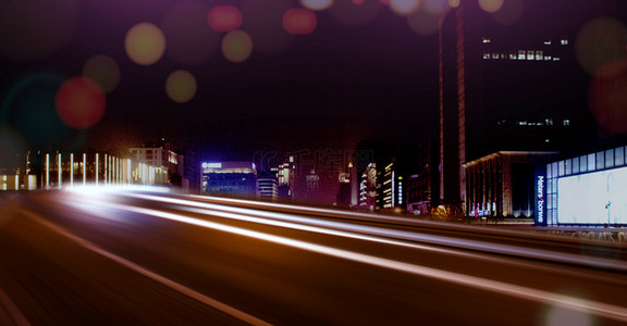 城市背景炫光背景图片_创意夜景高速公路背景合成