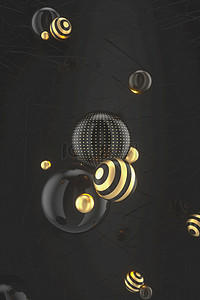 黑金质感质感海报背景图片_C4D黑金小球质感纹理背景