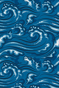 蓝色水花底纹背景图片_中国风蓝色水波浪底纹背景素材