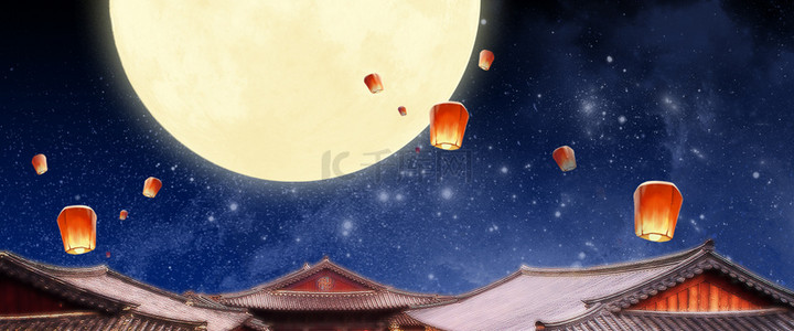 中国风背景月亮背景图片_中国风中秋节月亮背景banner
