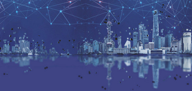 智能科技城市炫光背景图片_城市线条蓝色科技城市科技