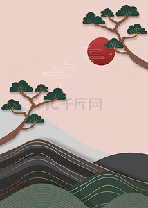传统山背景图片_韩国粉色传统节日背景
