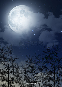 凌晨12点背景图片_破晓创意质感满月背景