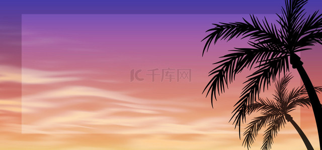 椰子树装饰夏季傍晚天空