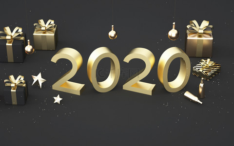 跨年迎新背景图片_创意文字2020