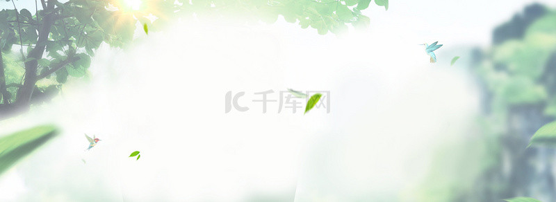叶子绿色小清新背景图片_简约小清新绿色植物banner海报背景