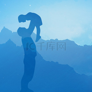 中国风水墨蓝色背景图片_中国风水墨蓝色渐变父亲节banner