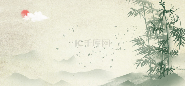 中国风竹子底纹背景图片_水墨竹子远山中国风底纹